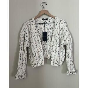 NWT Moon & Madison Small Confetti Chunky Knit Cropped Cardigan Cozy Casual